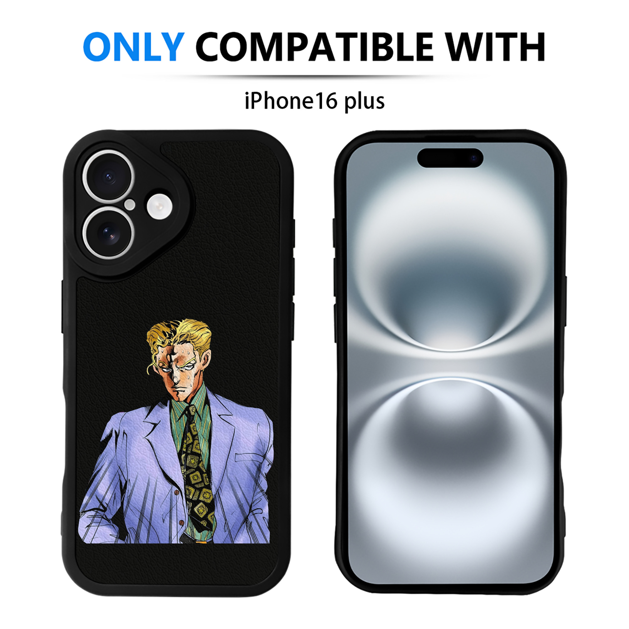 （画像用） ジョジョの奇妙な冒険 きら よしかげ JoJo's Bizarre Adventure Kira Yoshikage 【iPhone 16シリーズ対応】シリコンスマホケース（レザー調） 材質：シリコン